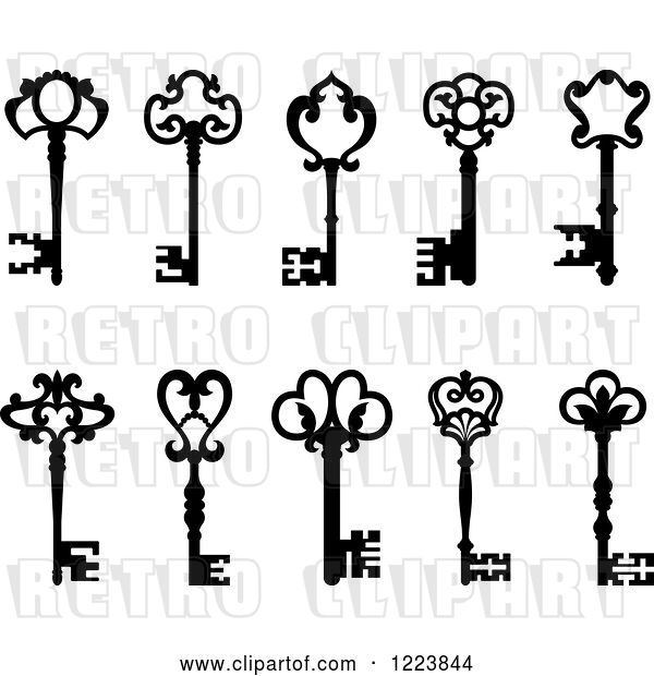 Vector Clip Art of Retro Antique Skeleton Keys 4