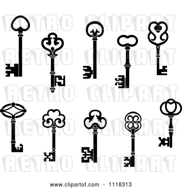 Vector Clip Art of Retro Antique Skeleton Keys