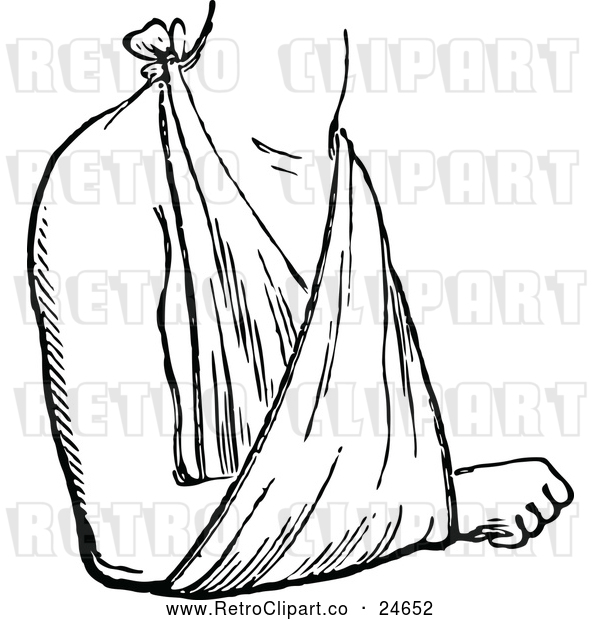 Vector Clip Art of Retro Arm in a Sling