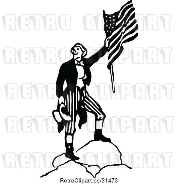 Vector Clip Art of Retro Army Soldier with a Flag 4