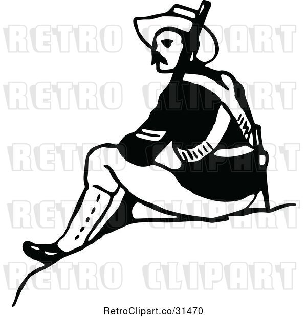 Vector Clip Art of Retro Army Soldier with a Rifle 2