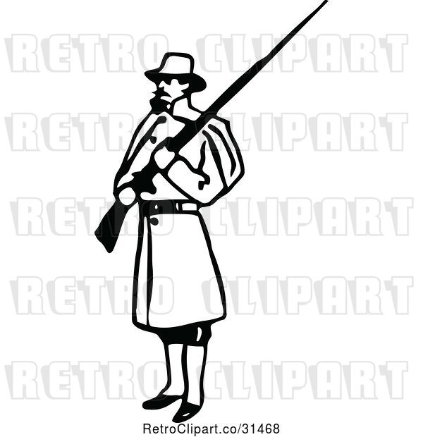 Vector Clip Art of Retro Army Soldier with a Rifle 3