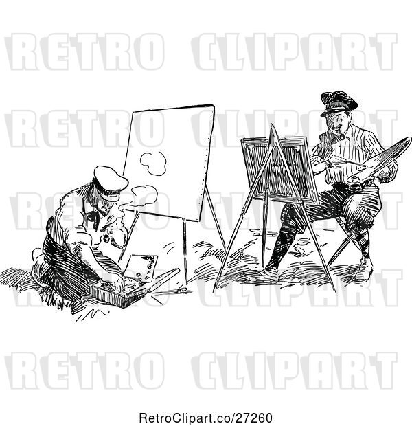 Vector Clip Art of Retro Artists Painting