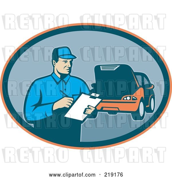 Vector Clip Art of Retro Auto Mechanic and Car Logo
