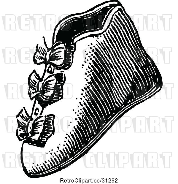 Vector Clip Art of Retro Baby Boot Shoe