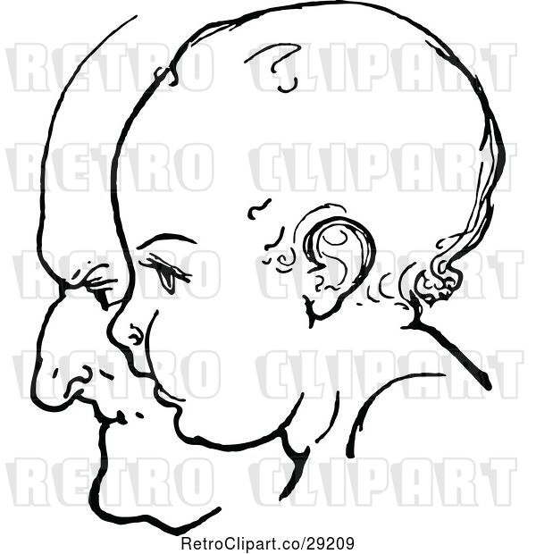 Vector Clip Art of Retro Baby Profile Ofer a Grandfathers Face