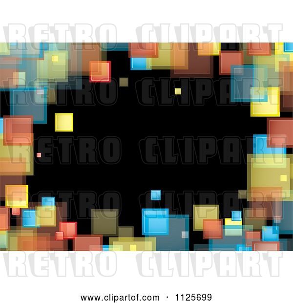 Vector Clip Art of Retro Background of a Border of Colorful Squares on Black