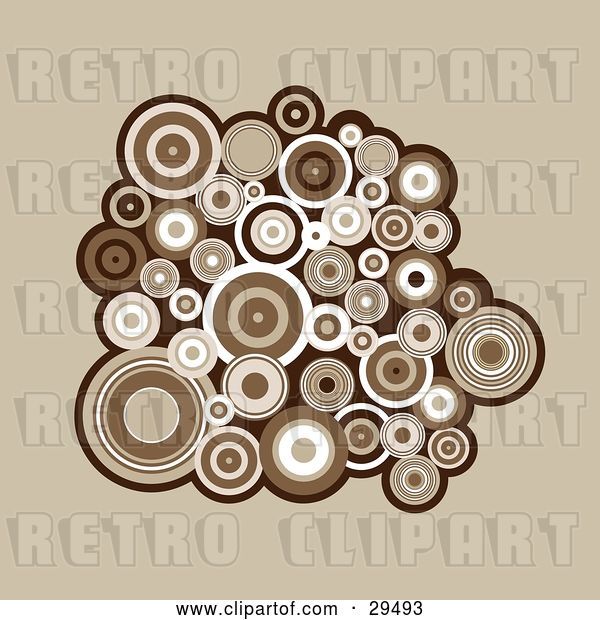 Vector Clip Art of Retro Background of a Cluster of Brown and White Circles