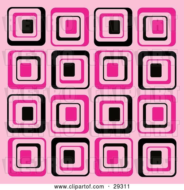 Vector Clip Art of Retro Background of Black and Pink Square Patterns