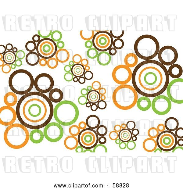 Vector Clip Art of Retro Background of Brown, Orange and Green Circles on White