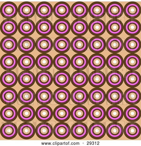 Vector Clip Art of Retro Background of Brown, Pink and White Squares in Rows
