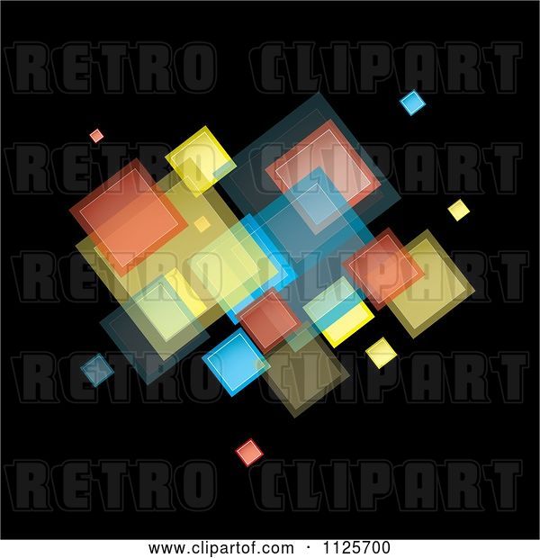 Vector Clip Art of Retro Background of Colorful Squares on Black 1