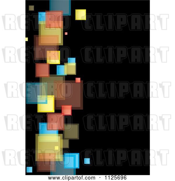 Vector Clip Art of Retro Background of Colorful Squares on Black 3