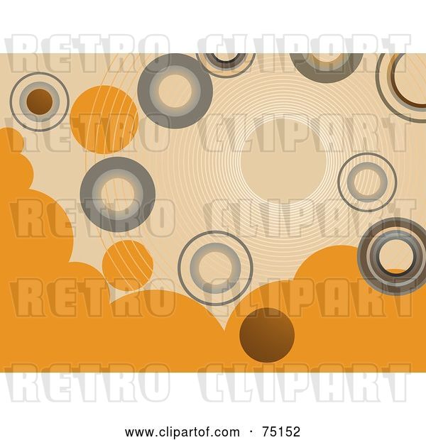 Vector Clip Art of Retro Background of Gray and Orange Circles on Beige
