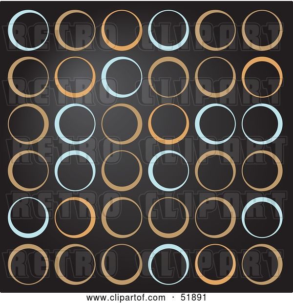 Vector Clip Art of Retro Background of Green and Tan Circles on Black