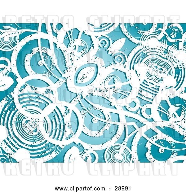 Vector Clip Art of Retro Background of Grungy White Circles over Blue