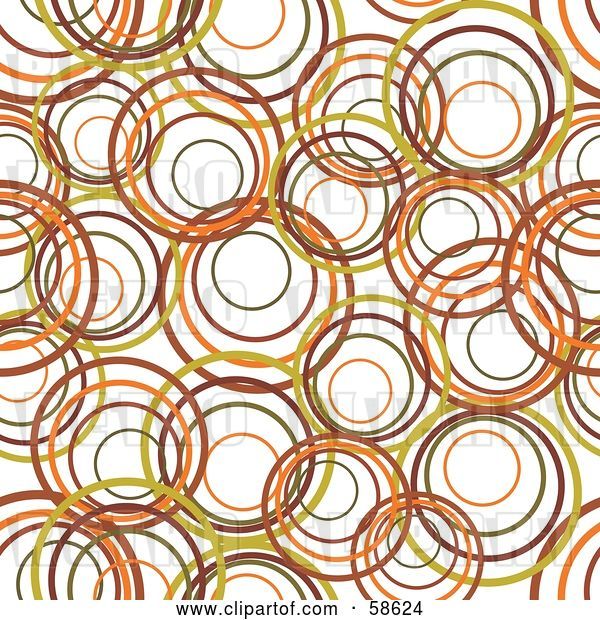 Vector Clip Art of Retro Background of Olive Green, Brown and Orange Rings on White