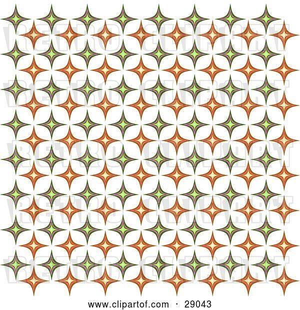 Vector Clip Art of Retro Background of Orange and Green Diamond Patterned Wallpaper