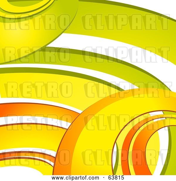 Vector Clip Art of Retro Background of Orange, Yellow and Green Curves on White