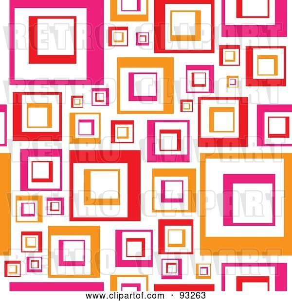 Vector Clip Art of Retro Background of Pink and Orange Squares on White