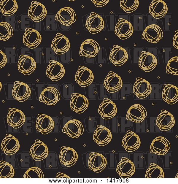 Vector Clip Art of Retro Background of Scribbled Circles on Black