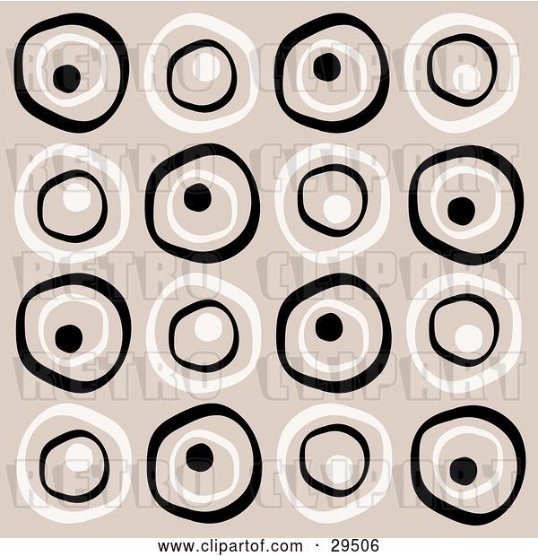 Vector Clip Art of Retro Background of White and Black Circles on a Beige Background