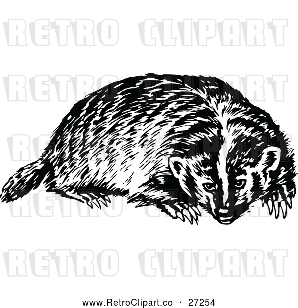 Vector Clip Art of Retro Badger