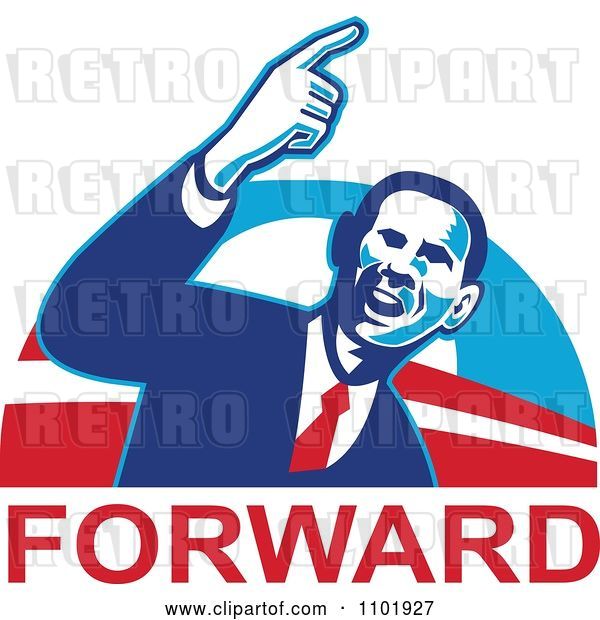 Vector Clip Art of Retro Barack Obama American President over Forward Text