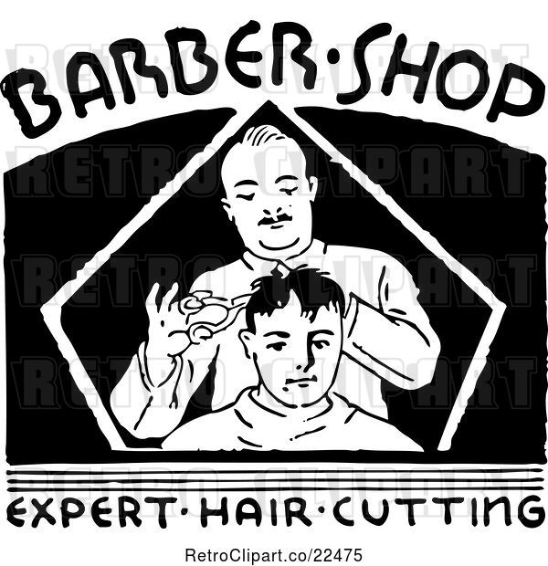 Vector Clip Art of Retro Barber Shop Sign