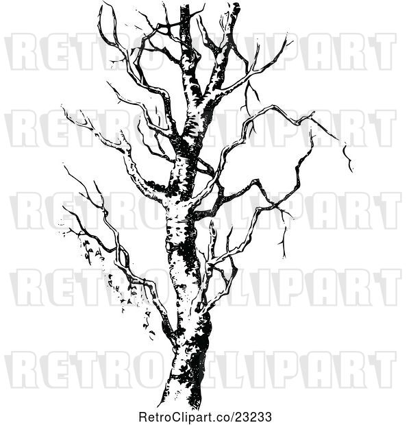 Vector Clip Art of Retro Bare Tree 1