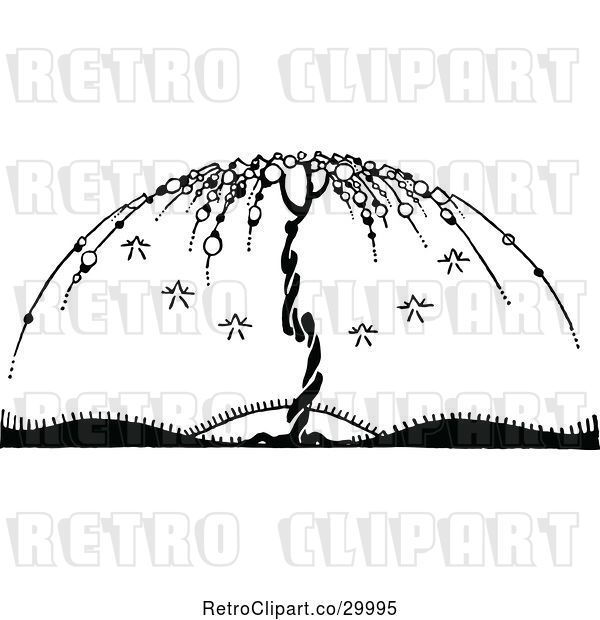 Vector Clip Art of Retro Bare Umbrella Tree