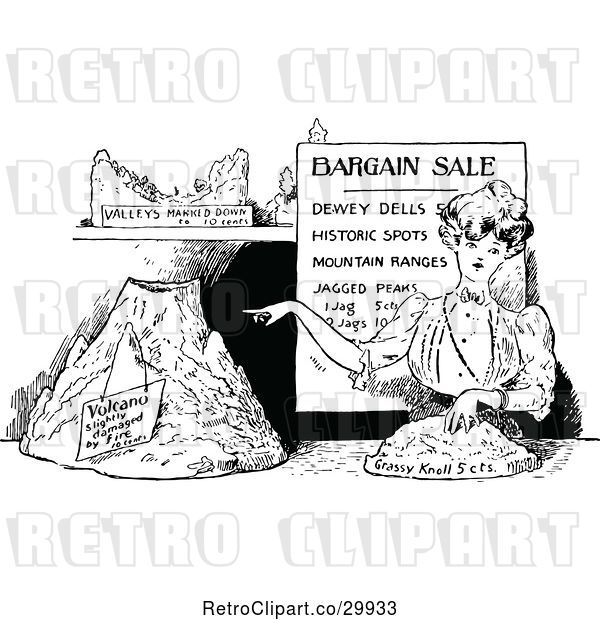 Vector Clip Art of Retro Bargain Sale Lady