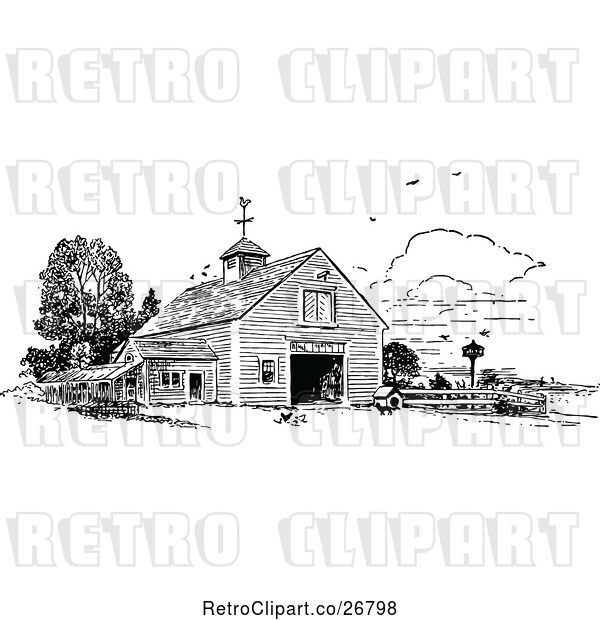 Vector Clip Art of Retro Barn