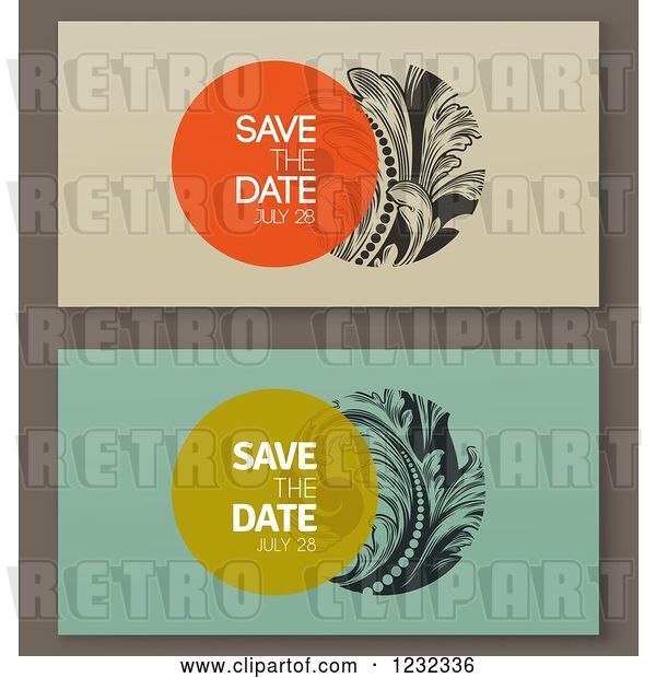 Vector Clip Art of Retro Baroque Save the Dates with Sample Text
