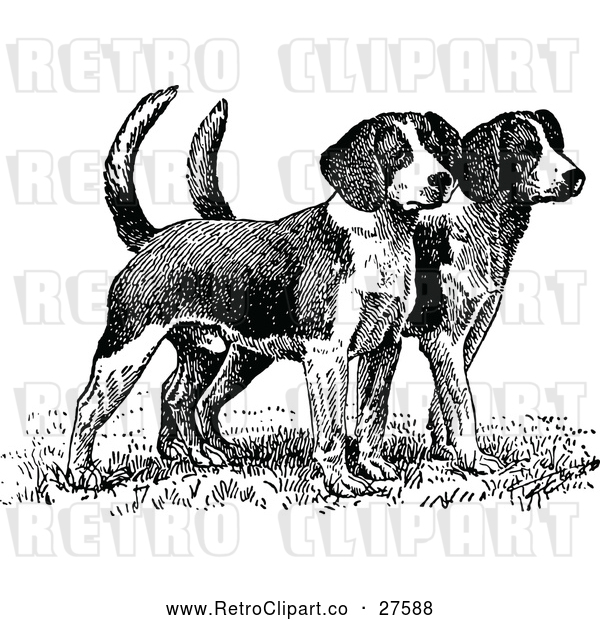 Vector Clip Art of Retro Beagle Puppies