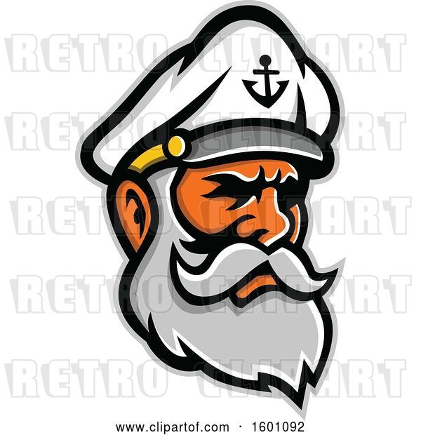 Vector Clip Art of Retro Bearded Senior Sea Captain