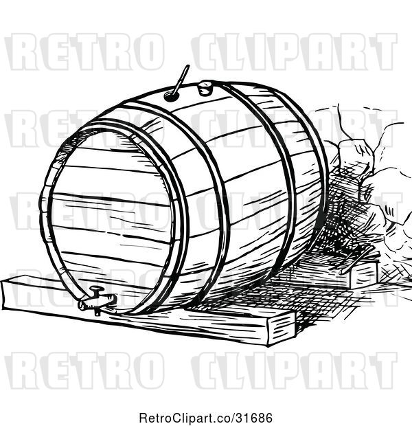 Vector Clip Art of Retro Beer or Wine Barrel