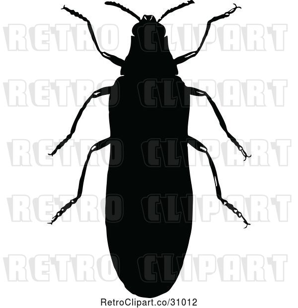 Vector Clip Art of Retro Beetle Silhouette