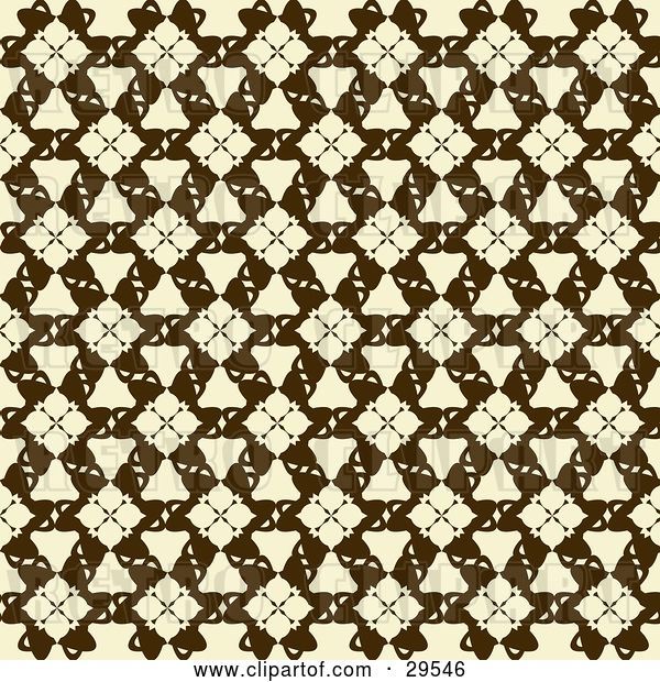 Vector Clip Art of Retro Beige and Brown Patterned Wallpaper Design