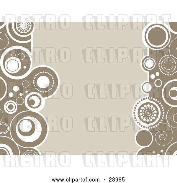 Vector Clip Art of Retro Beige Background Bordered by Circles of Brown and White on the Sides