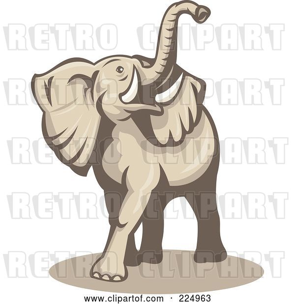 Vector Clip Art of Retro Beige Elephant Logo