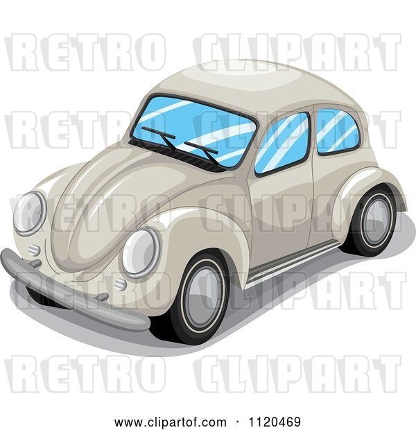 Vector Clip Art of Retro Beige VW Slug Bug Car