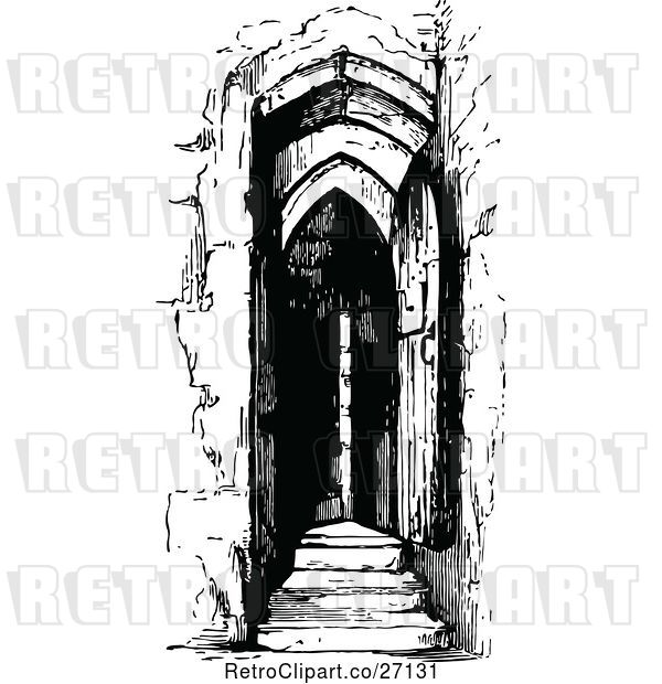 Vector Clip Art of Retro Belfry Door