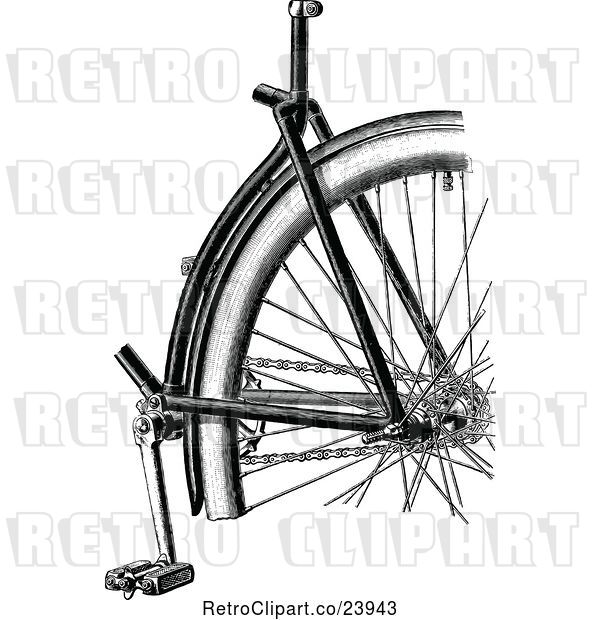 Vector Clip Art of Retro Bicycle Detail