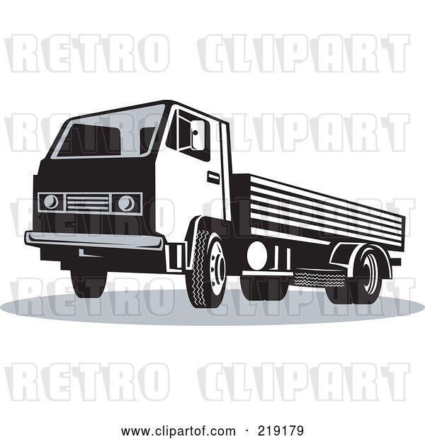 Vector Clip Art of Retro Big Rig Truck