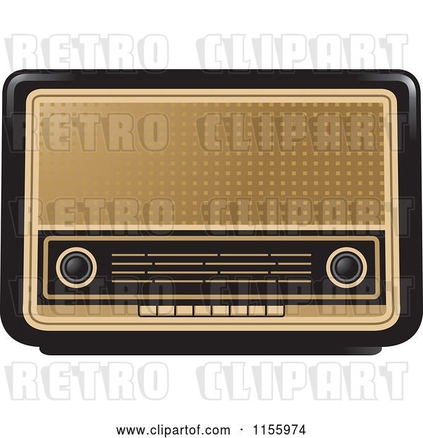 Vector Clip Art of Retro Black and Gold Radio