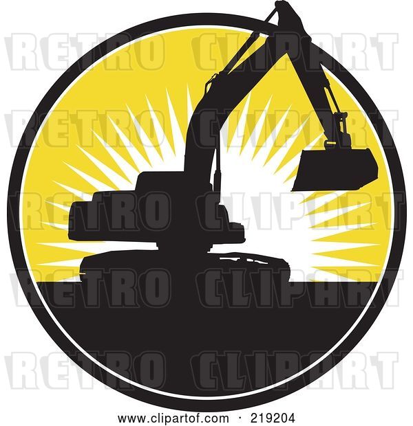Vector Clip Art of Retro Black and Yellow Excavator Logo