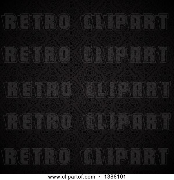 Vector Clip Art of Retro Black Damask Pattern Background