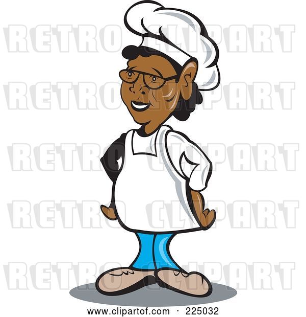 Vector Clip Art of Retro Black Female Chef