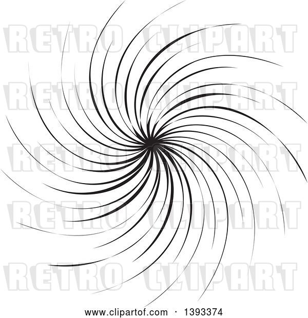 Vector Clip Art of Retro Black Spiral Burst